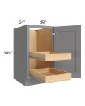 Graphite Grey Shaker 18" Full Height Door Base Cabinet with 2 Rollout Trays