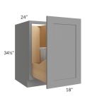 Graphite Grey Shaker 18" Full Height Door Base Cabinet with Double Trashcan Pullout