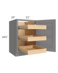 Graphite Grey Shaker 21" Full Height Door Base Cabinet with 3 Rollout Trays