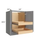 Graphite Grey Shaker 24" Full Height Base Cabinet with 2 Rollout Trays