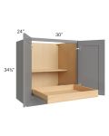 Graphite Grey Shaker 30" Full Height Base Cabinet with 1 Rollout Tray