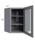 Graphite Grey Shaker 24x30 Wall Diagonal Corner Cabinet (Prepped for Glass Doors)