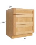 Madison Honey Shaker 30" 3-Drawer Base Cabinet