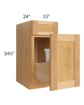 Madison Honey Shaker 15" Base Cabinet with Single Trashcan Pullout