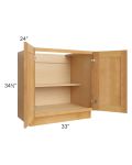 Madison Honey Shaker 33" Full Height Door Base Cabinet