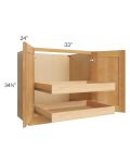 Madison Honey Shaker 33" Full Height Base Cabinet with 2 Rollout Trays