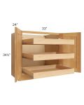Madison Honey Shaker 33" Full Height Base Cabinet with 3 Rollout Trays - Low stock through mid April
