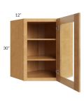 Madison Honey Shaker 24x30 Wall Diagonal Corner Cabinet (Prepped for Glass Doors)