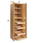 Madison Honey Shaker 24x90x24 Wall Pantry Cabinet with 4 Rollout Trays