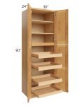Madison Honey Shaker 30x90x24 Wall Pantry Cabinet with 4 Rollout Trays