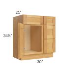 Madison Honey Shaker 30" Vanity Base Cabinet (Drawers on Right)