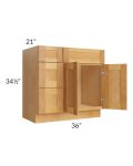 Madison Honey Shaker 36" Vanity Base Cabinet (Drawers on Left)