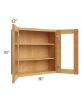Madison Honey Shaker 30x30 Wall Glass Door Cabinet (Prepped for Glass Doors)