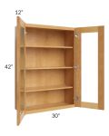 Madison Honey Shaker 30x42 Wall Glass Door Cabinet (Prepped for Glass Doors)