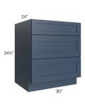 Madison Navy Shaker 30" 3-Drawer Base Cabinet