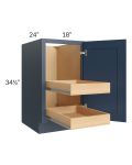 Madison Navy Shaker 18" Full Height Door Base Cabinet with 2 Rollout Trays