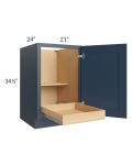 Madison Navy Shaker 21" Full Height Door Base Cabinet with 1 Rollout Tray