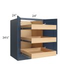 Madison Navy Shaker 24" Full Height Base Cabinet with 3 Rollout Trays