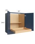 Madison Navy Shaker 30" Full Height Base Cabinet with 1 Rollout Tray