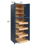 Madison Navy Shaker 24x84x24 Wall Pantry Cabinet with 4 Rollout Trays