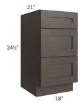 Southport Espresso Shaker 18" Vanity 3-Drawer Base Cabinet