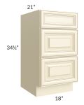 Phoenix Cream Glaze 18" Vanity 3-Drawer Base Cabinet 