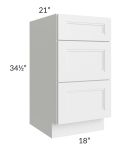Charlotte White 18" Vanity 3-Drawer Base Cabinet