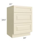 Casselton Ivory 24" Vanity 3-Drawer Base Cabinet 
