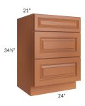 Lexington Cinnamon Glaze 24" Vanity 3-Drawer Base Cabinet 