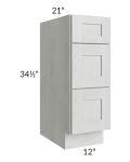 Heather Grey Shaker 12" Drawer Base Bathroom Vanity Cabinet