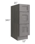 Providence Slate Grey 12" Drawer Base Bathroom Vanity Cabinet