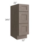 Providence Natural Grey 12" Drawer Base Bathroom Vanity Cabinet
