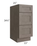 Natural Grey Shaker 15" Drawer Base Bathroom Vanity Cabinet