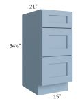 Sky Blue Shaker 15" Drawer Base Bathroom Vanity Cabinet