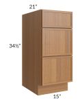Portland Walnut 15" Drawer Base Bathroom Vanity Cabinet