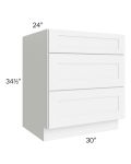 Royal White Shaker 30" 3-Drawer Base Cabinet