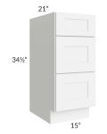 Royal White Shaker 15" Vanity Drawer Base Cabinet
