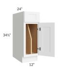 Brilliant White Shaker 12" Tray Divider Base Cabinet