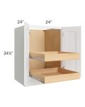 Brilliant White Shaker 24" Full Height Base Cabinet with 2 Rollout Trays