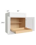 Brilliant White Shaker 30" Base Cabinet with 1 Rollout Tray