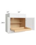 Brilliant White Shaker 33" Base Cabinet with 1 Rollout Tray