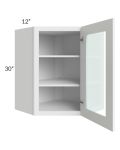 Royal White Shaker 24x30 Glass Door Wall Diagonal Corner Cabinet