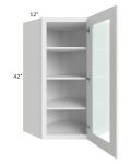 Royal White Shaker 24x42 Glass Door Wall Diagonal Corner Cabinet