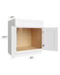 Brilliant White Shaker 30" Sink Base Cabinet (1 drawer front)