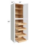 Brilliant White Shaker 24x90x24 Wall Pantry Cabinet with 4 Rollout Trays