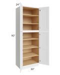 Brilliant White Shaker 30x90x24 Wall Pantry Cabinet