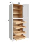 Brilliant White Shaker 30x90x24 Wall Pantry Cabinet with 4 Rollout Trays