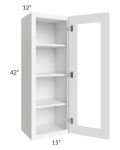 Brilliant White Shaker 15x42 Wall Glass Door Cabinet (Prepped for Glass Doors)