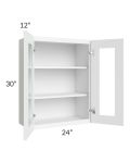 Royal White Shaker 24x30 Glass Door Wall Cabinet