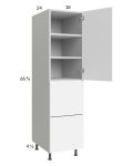Euro Gloss White 18x71-1/4 Utility Cabinet with 1 Door and 2 Drawers